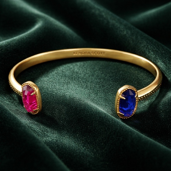 Kendra Scott Gold Bracelet with Fuchsia and Sapphire Stones